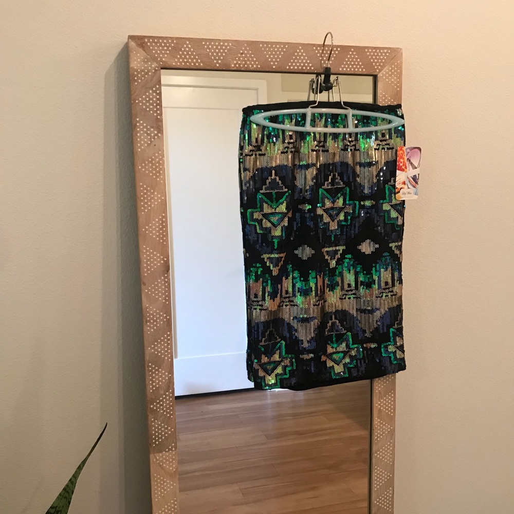 High Waisted Sequin Midi Skirt